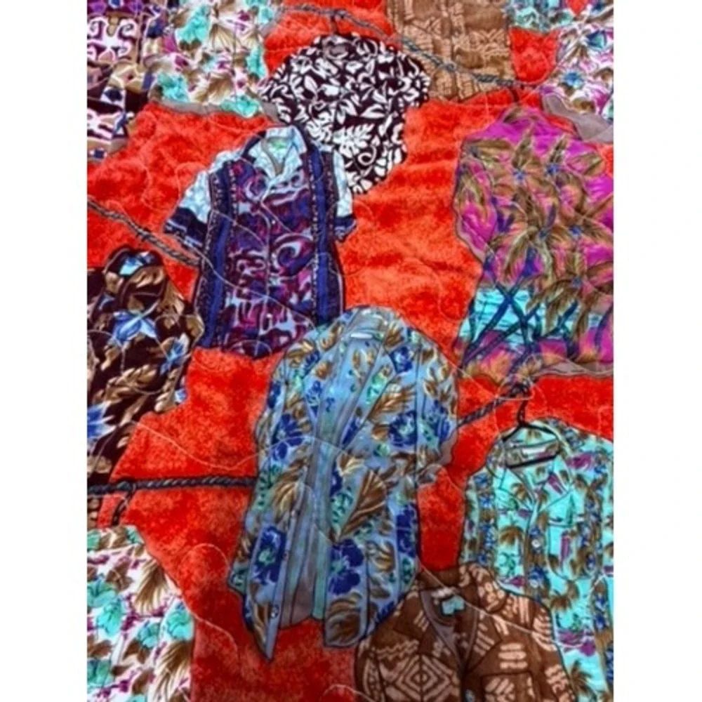 Hawaiian Tropical Hula Girl Surf Patchwork Quilt Multicolor 66x66 Square Bedding